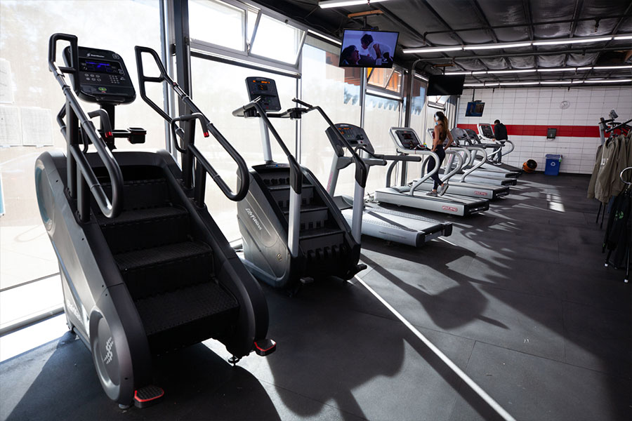 Treadmills and stair climbers in the dedicated Boulevard Fitness cardio room